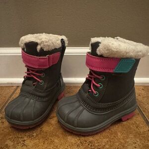 Cat & Jack Gray and Pink Winter Boots size 6